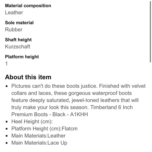 Timberland waterproof boots black velvet size 7 MSRP 289$ - Picture 6 of 11